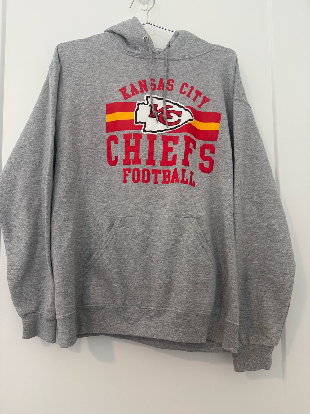 NFL Kansas City Chiefs Gray Crewneck Hoodie with Red and Yellow Logo